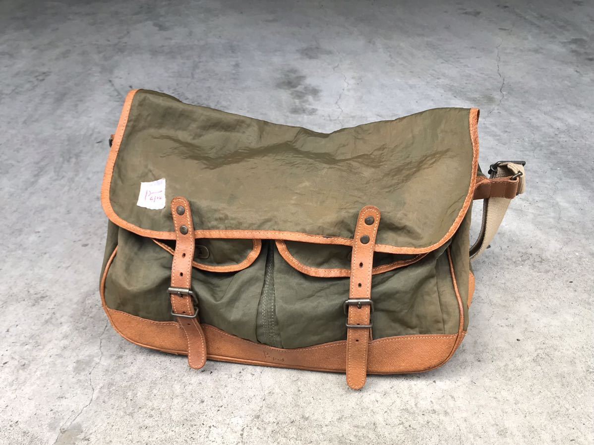 Papas ショルダーバッグ パパス メンズ ナイロン 本革 牛革 レザー