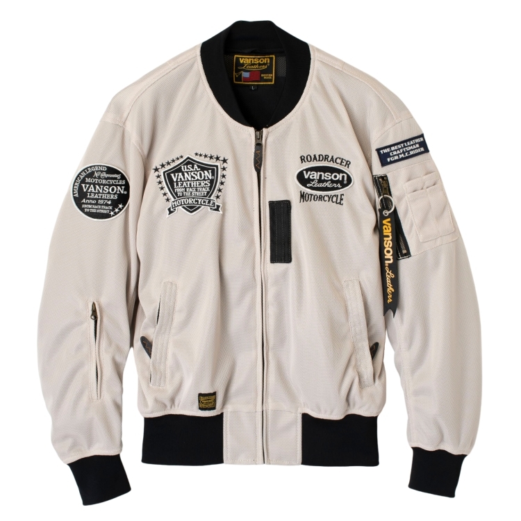 【特典C付】 2XLサイズ バンソン trooper メッシュ MA-1 ジャケット TVS2302S アイボリー/ブラック 2XL (2023春夏モデル)
