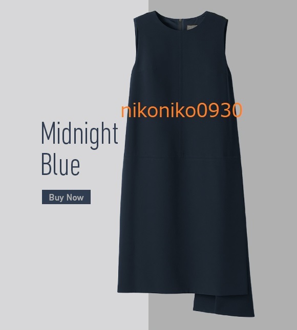 ■フォクシー DAISY LIN For FOXEY ワンピース ミッドナイトブルー 8.9万 ネイビー ボックスシルエット ドレス お洒落 ノースリーブ 上品　