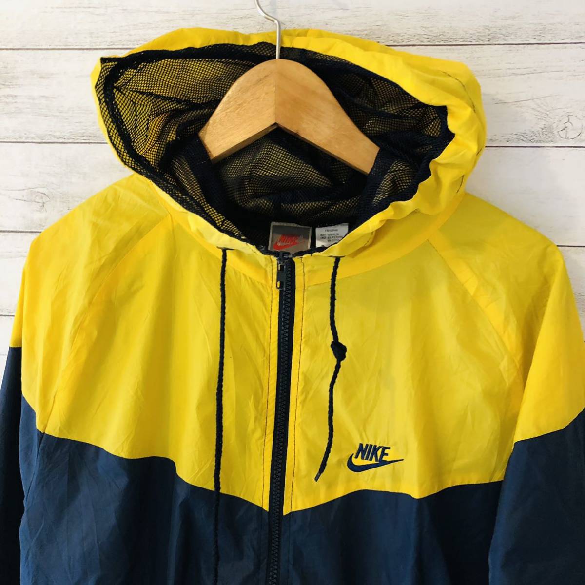 NIKE◇ナイキ ナイロンジャケット イエロー 赤タグ メッシュ ナイキ 