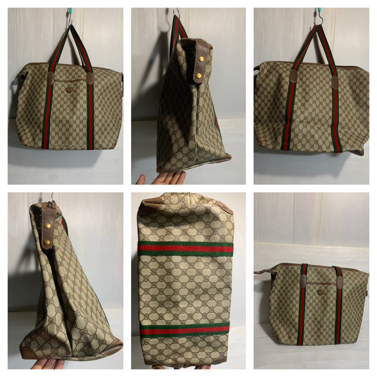 Vintage GUCCI グッチ GGスプリーム トートバッグ シェリーライン