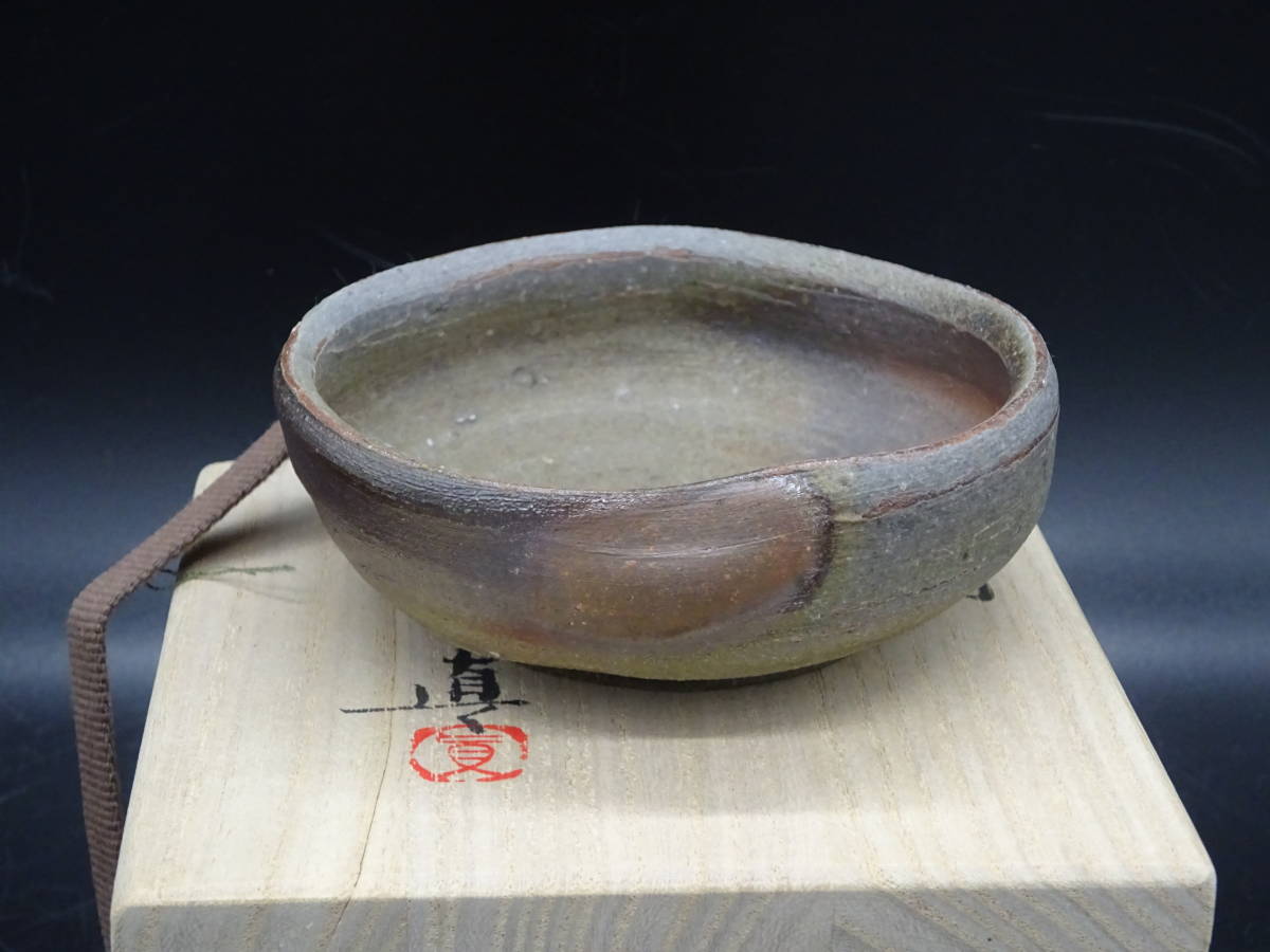 人気作家☆中村真【師：中村六郎・金重道明】備前（窯変）湯のみ☆共箱