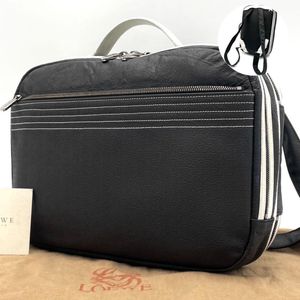 極 美品 ロエベ ゴヤ アナグラム ロゴ レザー 2way ビジネスバッグ