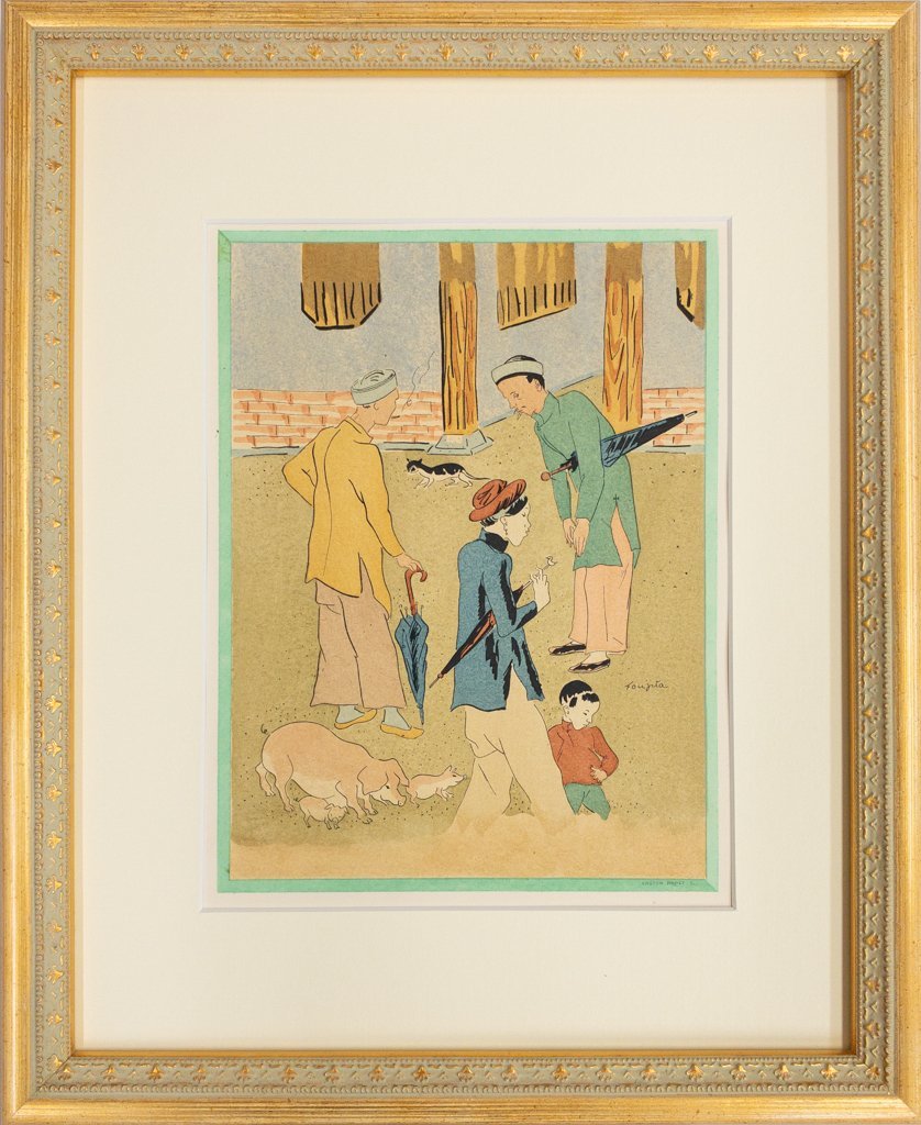 【SHIN】藤田嗣治 「中毒に就て PL.2」 ポショアール版画　1929年製作　額装　レオナール・フジタ