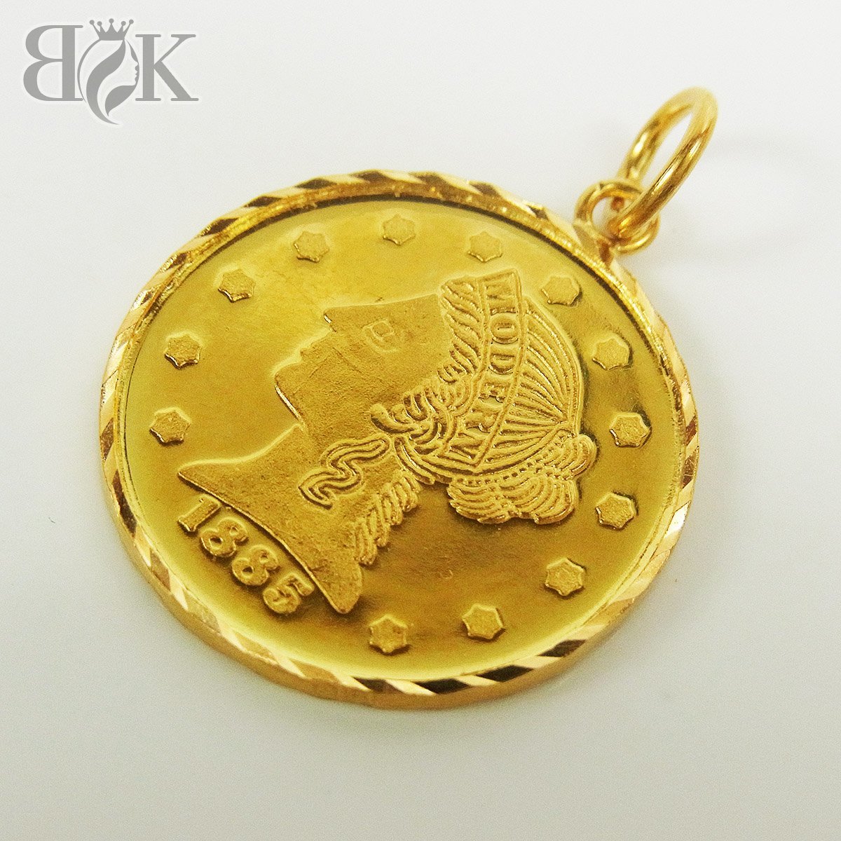K24 純金 ペンダントトップ メイプルリーフ 1⁄10oz 18金 コイン 枠付 