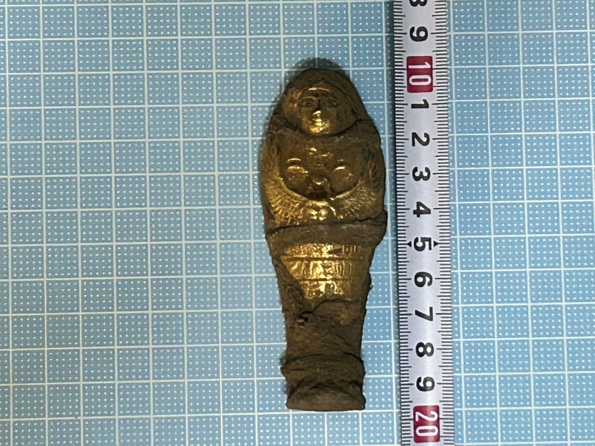 考古学発掘品】古代エジプト 黄金布巻きウシャブティ像 考古学 副葬品