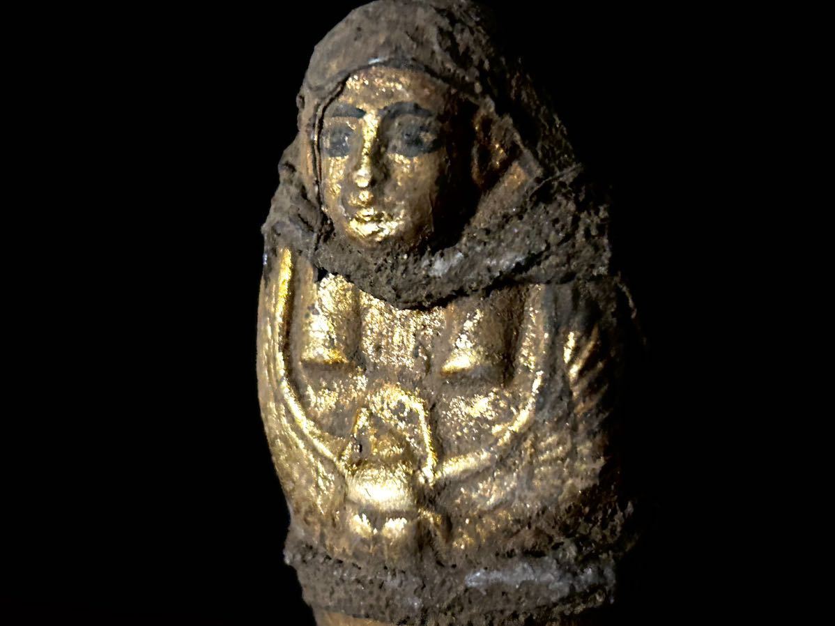 考古学発掘品】古代エジプト 黄金布巻きウシャブティ像 考古学 副葬品