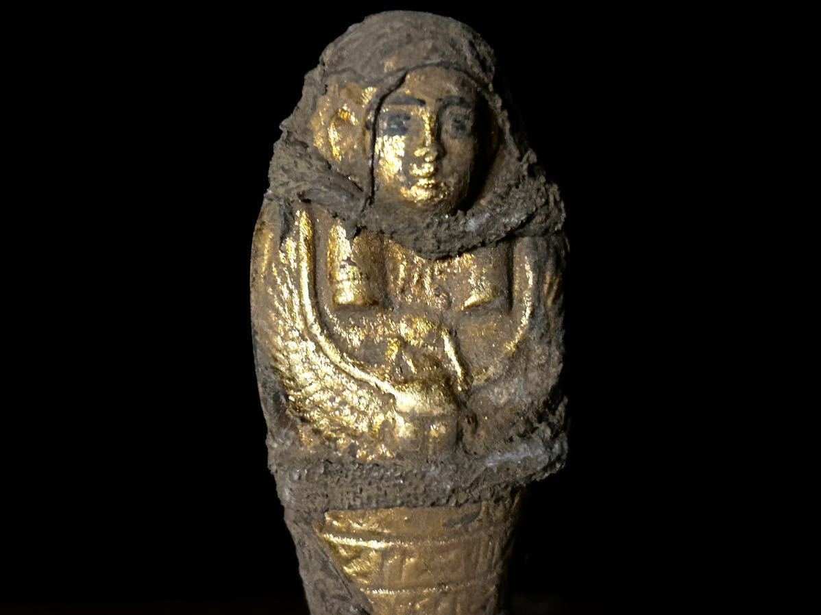 考古学発掘品】古代エジプト 黄金布巻きウシャブティ像 考古学 副葬品