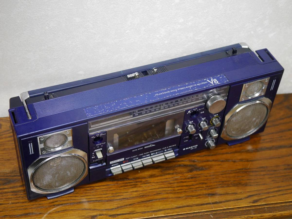 SANYO MR-V8 (MB)マリンブルー FM/AM2バンド ラジオステレオカセット
