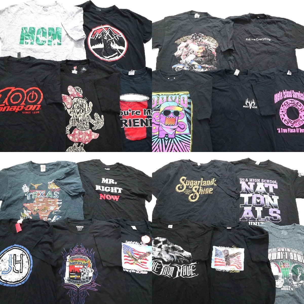 ◎黒　グレー系半袖Ｔシャツ set インディアン　キャラ 他 (メンズL) 20枚セット まとめ売り 古着卸 1円スタート 最落なし MN1503