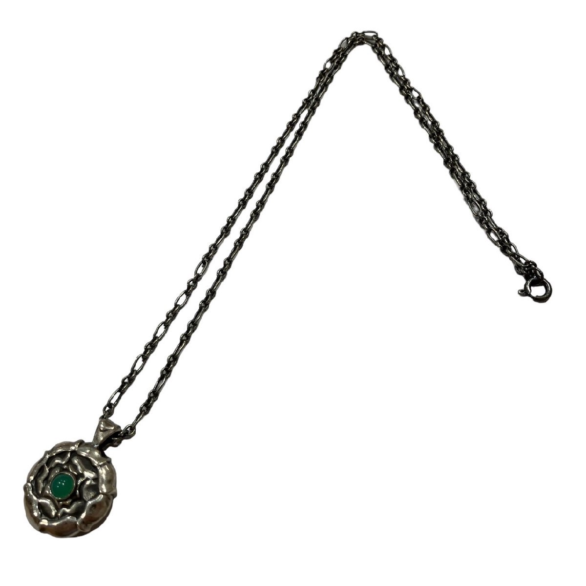 1円 Georg Jensen ジョージジェンセン SV925×グリーンアゲート 花 