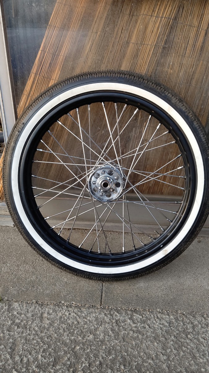 説明文必読！ ハーレー 社外 スターハブ 21インチ メーカー不明 タイヤ付き ビンテージ ナックル パン ショベル サイドバルブ エボ