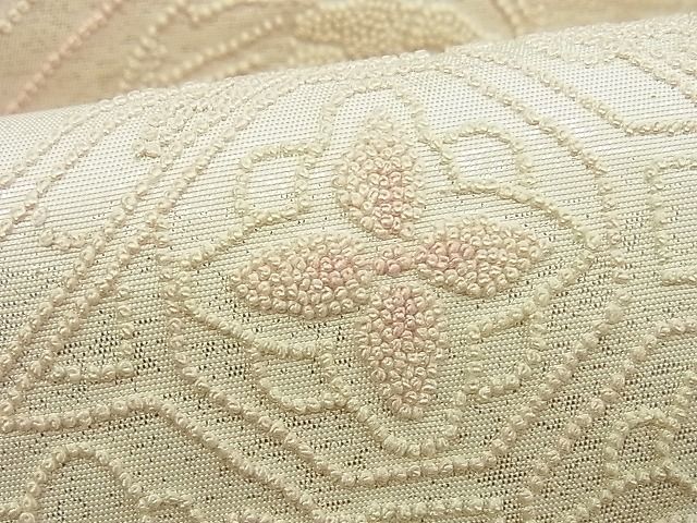 着物屋ほのか□六通太鼓柄袋帯 総刺繍 相良刺繍 草花菱天井
