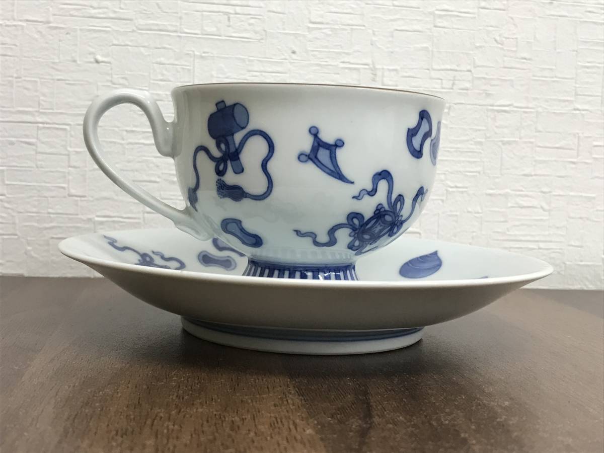 H683 品 鍋島焼 龍仙窯 市川龍男作 珈琲碗皿 2客 C&S コーヒーカップ