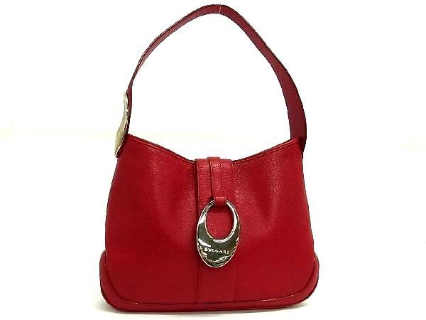 1円 ■美品■ BVLGARI ブルガリ レザー ワンショルダー ショルダーバッグ 肩掛け レディース レッド系 AM1413