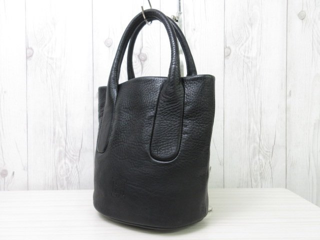 極美品 HIROFU ヒロフ トートバッグ 肩掛け Hロゴ レザー シボ グレー