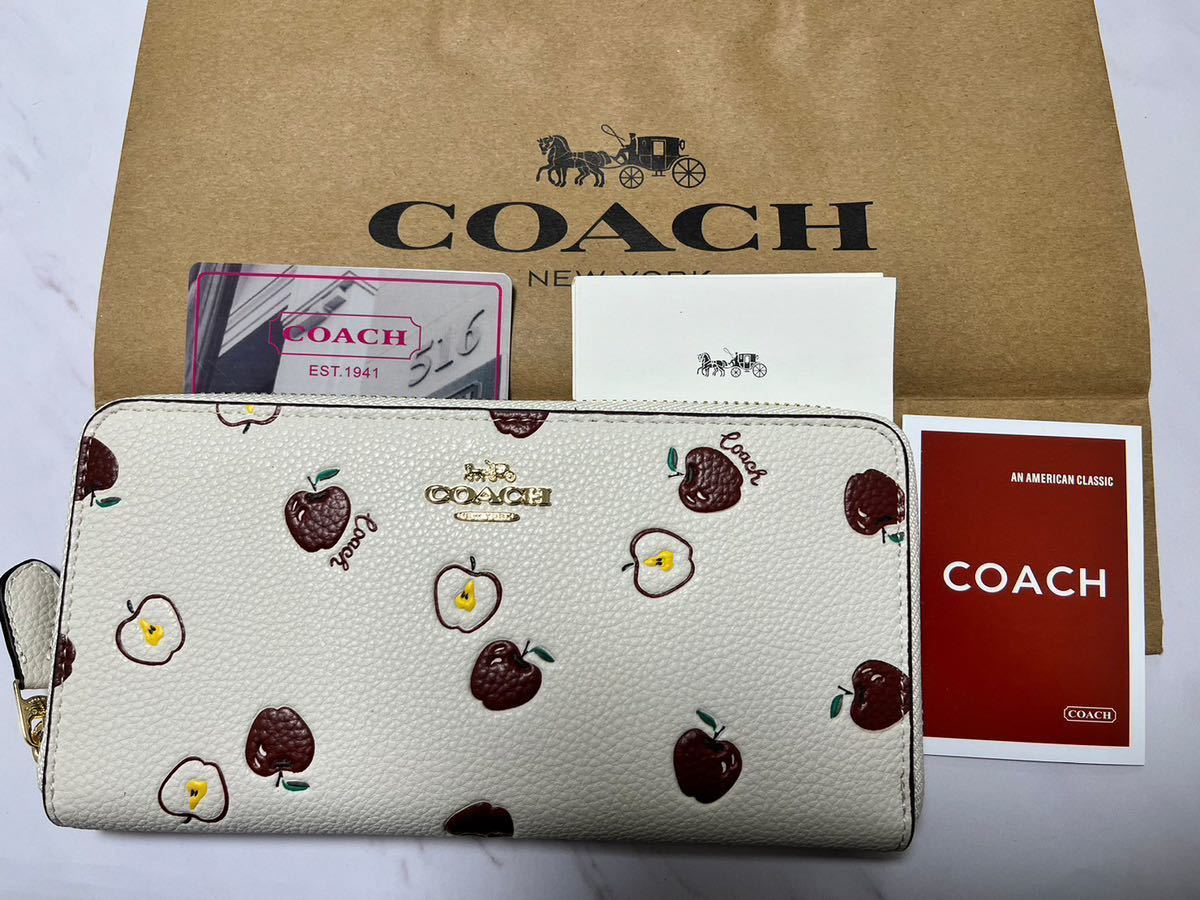 86 新品未使用 1円！ COACH 長財布 リンゴ柄 アウトレット F76546