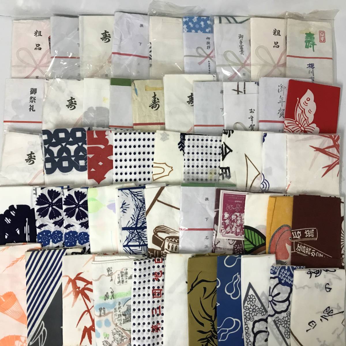 FI18⁄23 昭和レトロ 未使用 手ぬぐい まとめて50枚 大量 リメイク 古布