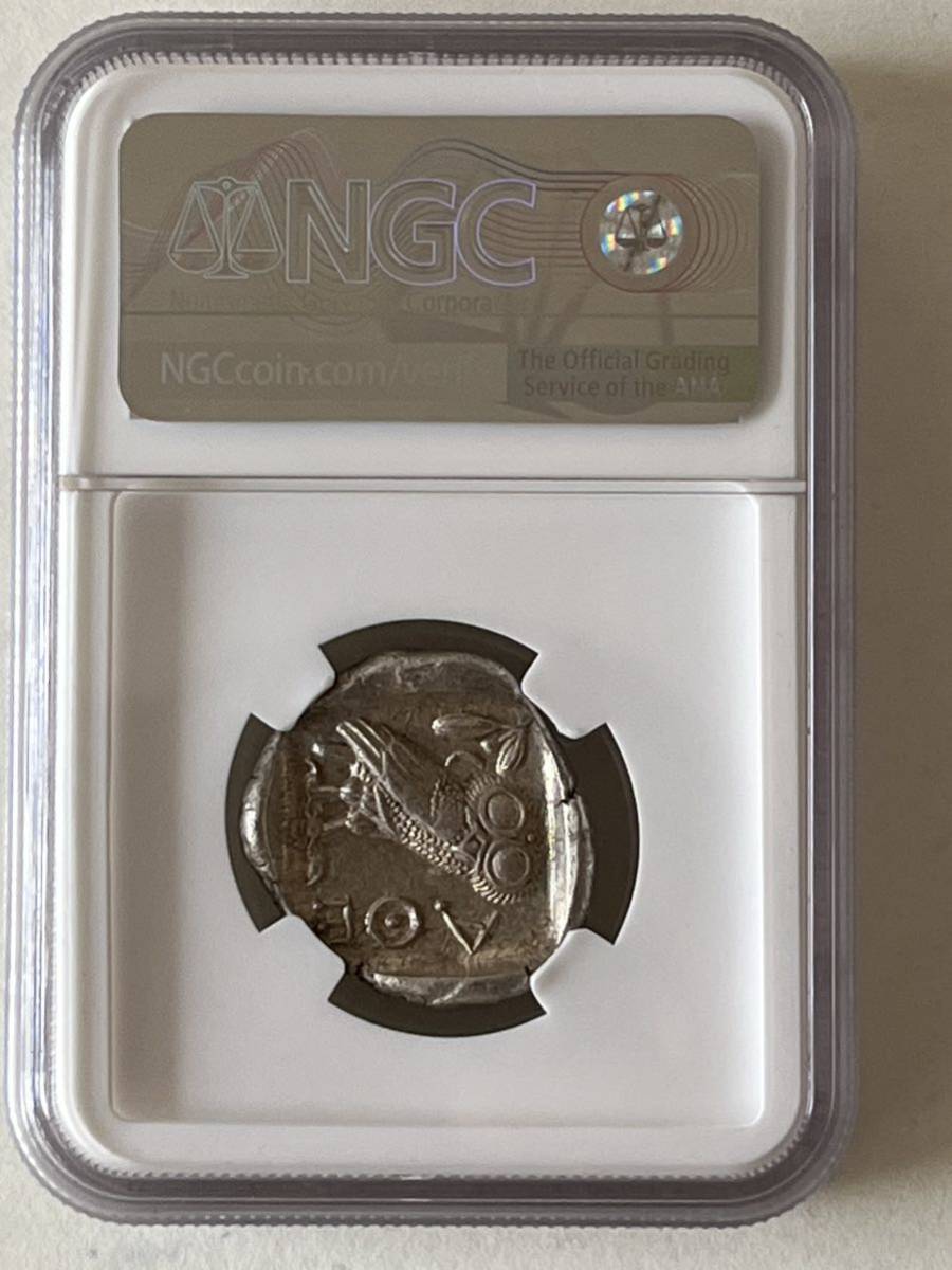 古代ギリシャコイン 古代ギリシャ アテネ テトラドラクマ 銀貨 フクロウ アテナ 紀元前 BC 440-404 MS 5/5-5/5 NGC 最高鑑定  アンティークコイン ギリシャ神話 アテネ⁄ふくろう テトラドラクマ 銀貨