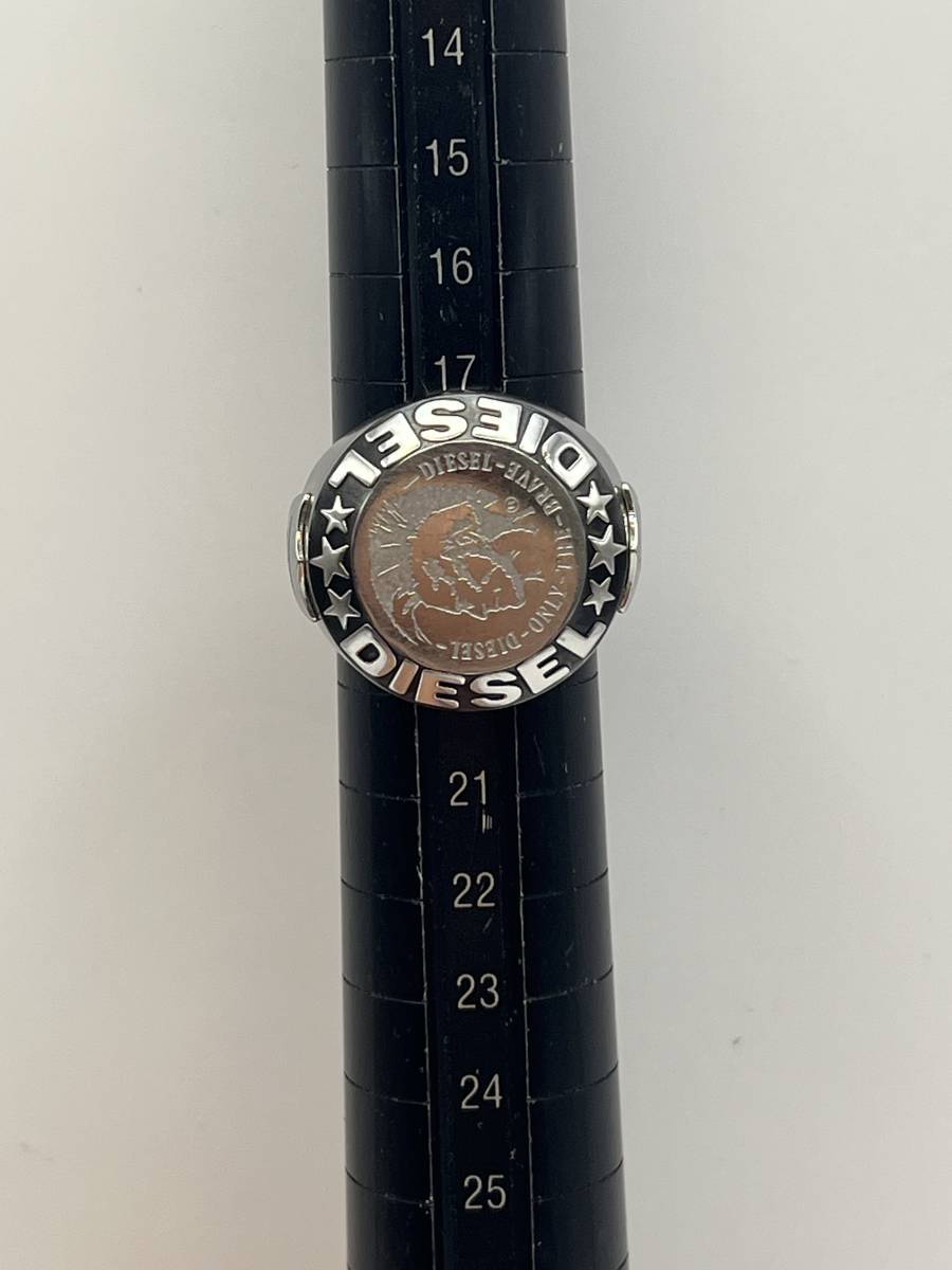 【1705】DIESEL ディーゼル カラー:シルバーブラック リングサイズ18〜19号 アクセサリー リング 中古 箱無し STEEL製
