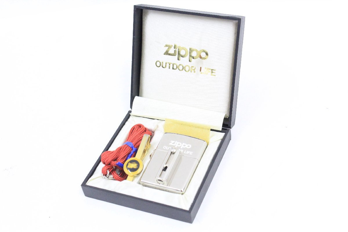 【美品】ZIPPO/ジッポー ＊ OUTDOOR LIFE/アウトドア ライフ ホイッスル付き オイルライター 1996年製 ＊ #1454