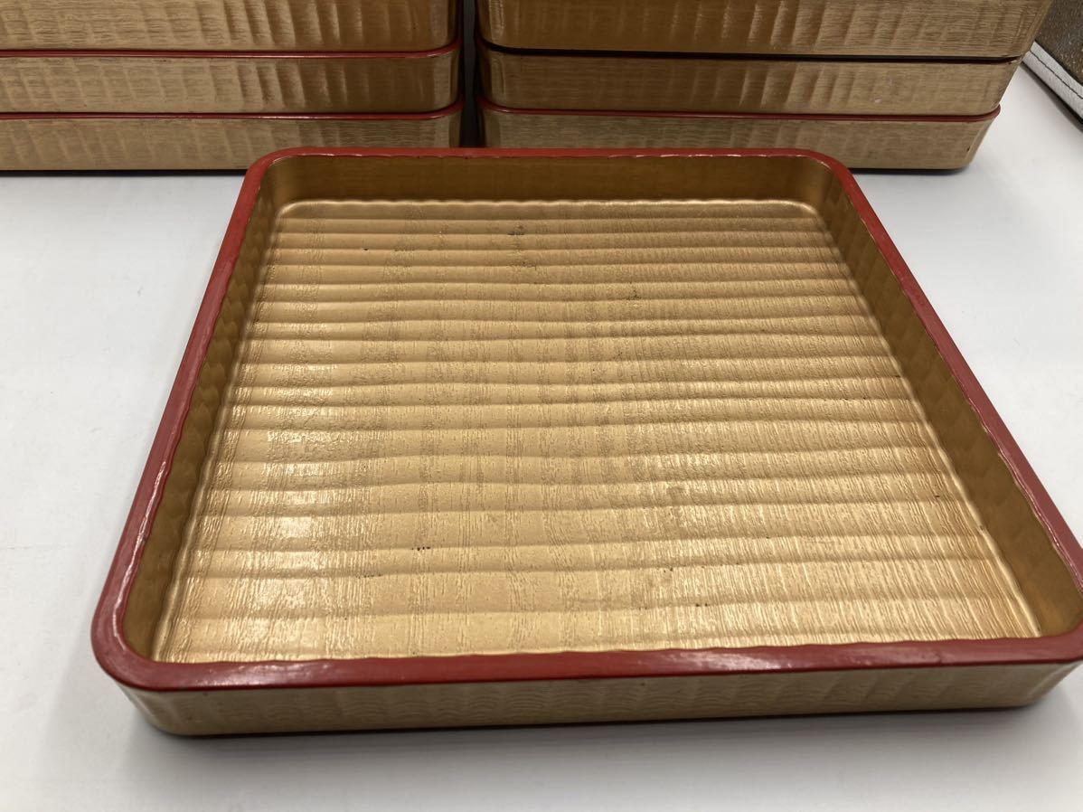 今回最終出品 懐石盆 金塗り 祝い 前菜盆 八寸盆 10客 10枚 塗り 日本