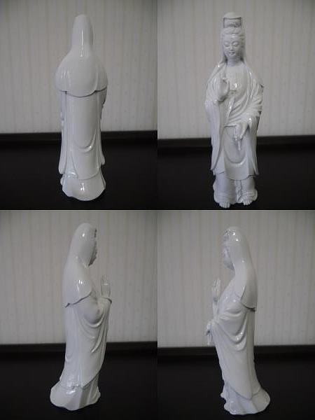 樋渡陶六作 岩座観音 白磁彫 銘窯 肥蝶山 日本工芸会正会員 樋渡陶六作