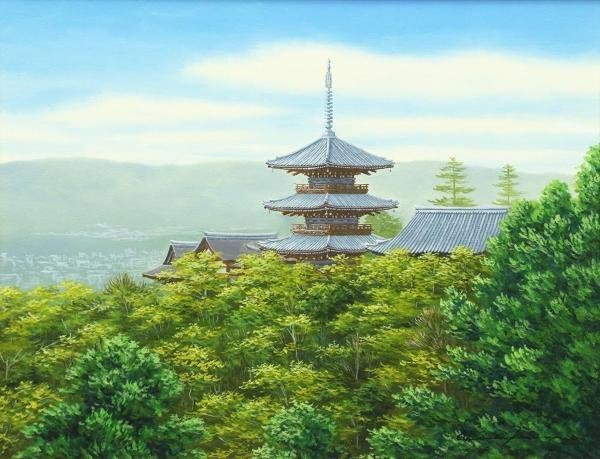 清水寺三重塔   朝隈敏彦画伯 朝隈敏彦画伯 清水寺三重塔 公式通販 新座販売 真作WISH朝隈敏彦「清水寺