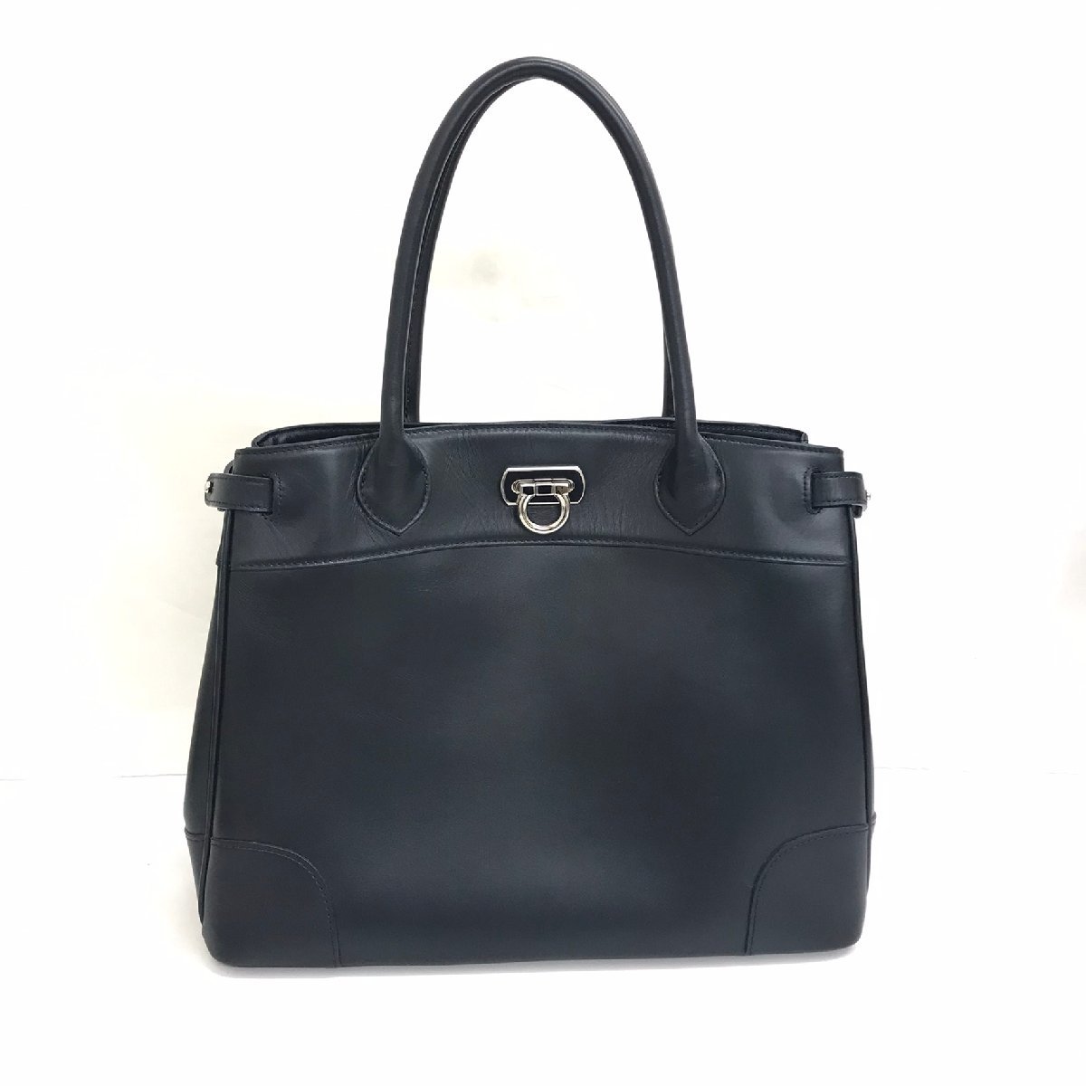 中古美品 傳濱野 HAMANO トートバッグ 紺 ネイビー レザー 牛革 革製品 