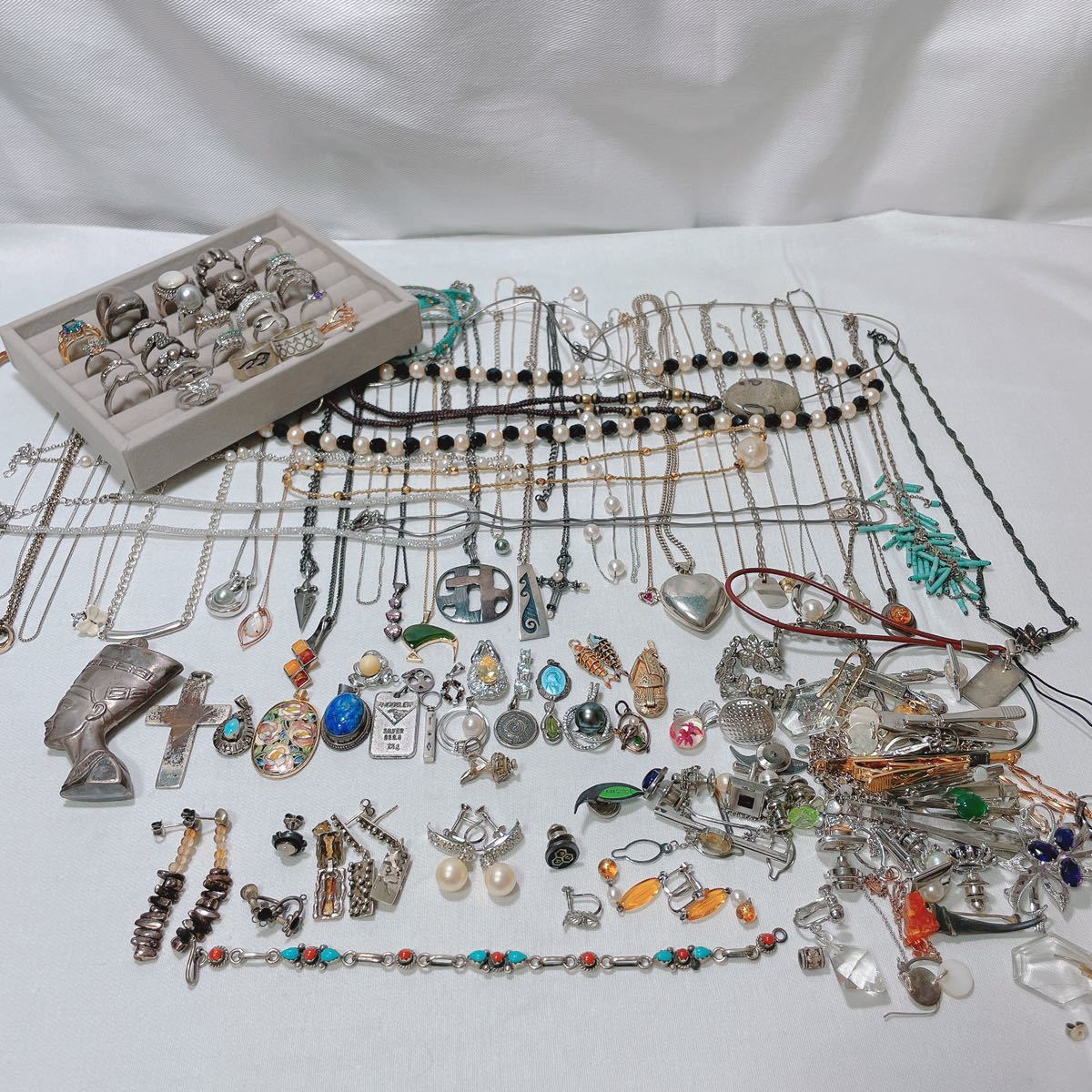 TT シルバー アクセサリー 約750g (0.75kg) まとめ 全て silver 925 STERLING 等 刻印有 ネックレス ペンダント リング ブレスレット 銀