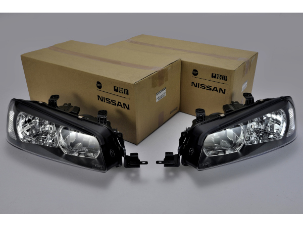 ★新品 即納 日産 純正 スカイライン R34 GTS GTR ヘッドライト 前期 ハロゲン 左右セット 純正品番 26010-AA025 26060-AA025