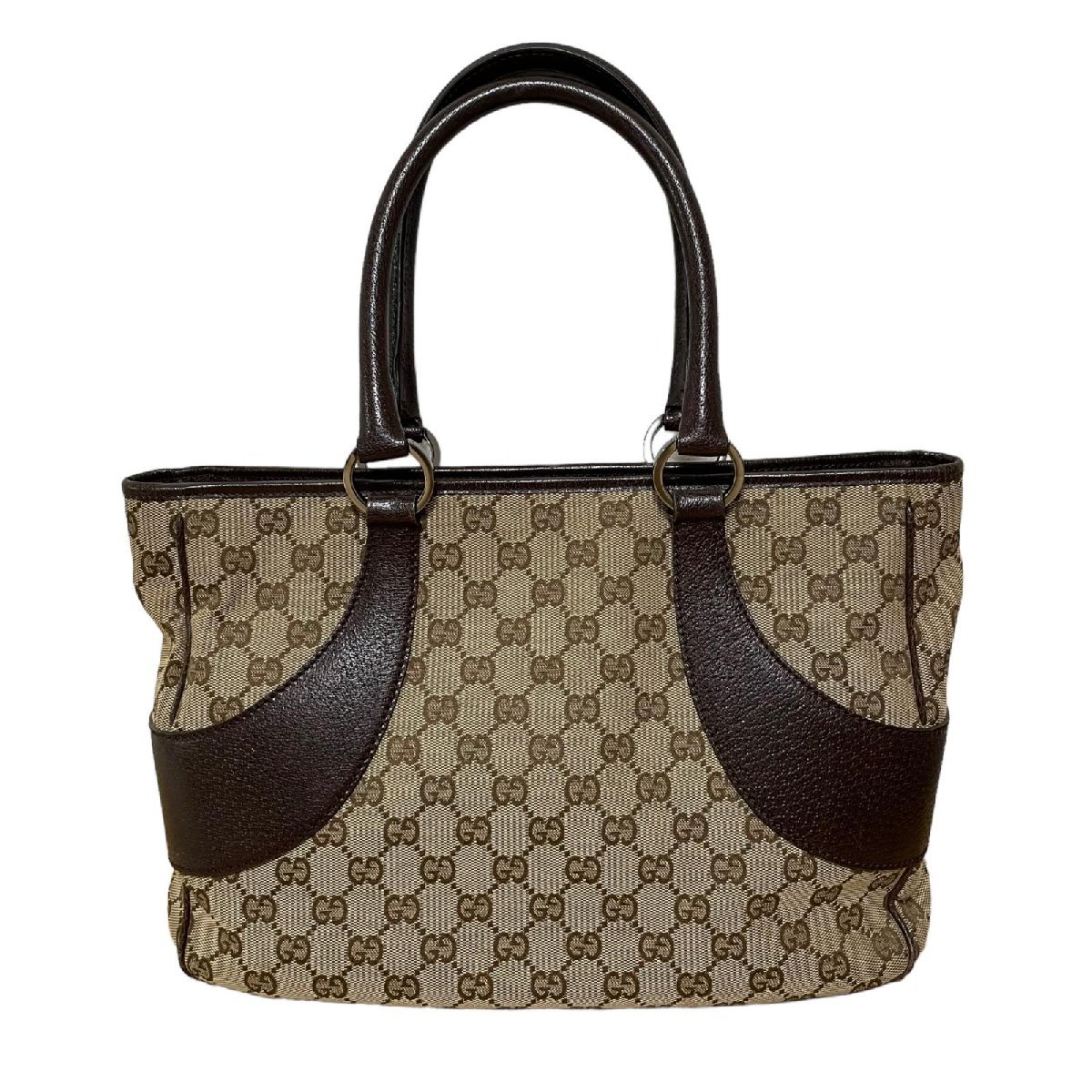 GUCCI グッチ GGキャンバス ハンドバッグ レザー ブラウン系113011