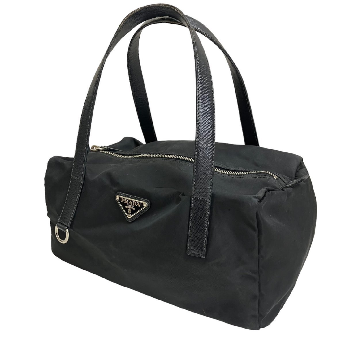 PRADA プラダ ハンドバッグ ナイロン レザー ブラック 黒 三角ロゴ 