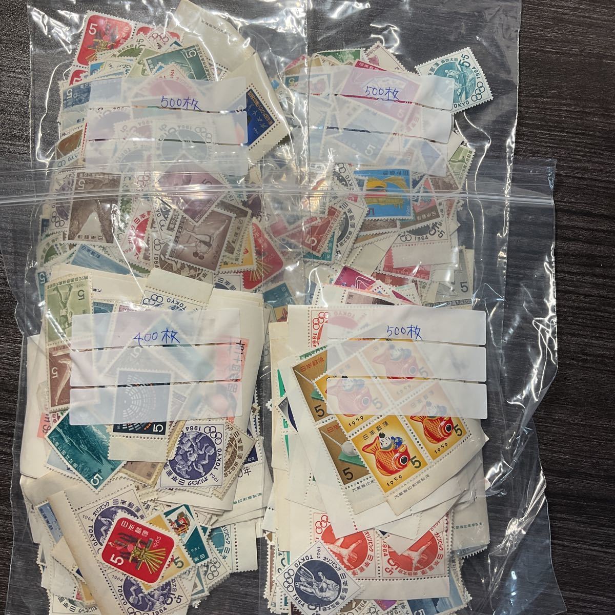 【K46】250# 額面9500円　5円切手　未使用　バラ/小型シート　1900枚　記念切手　国体　年賀切手など　まとめ売り　現状渡し