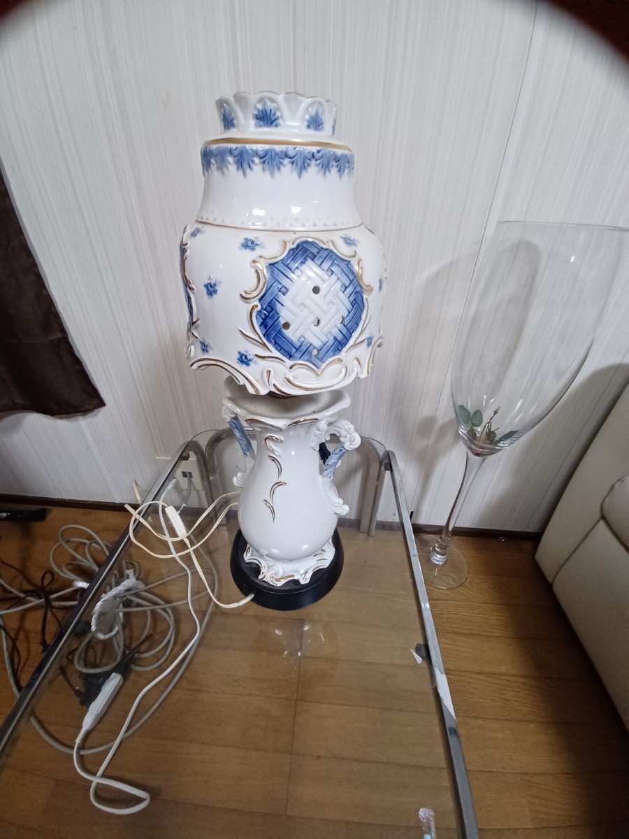 ○加藤工芸 KATO KOGEI アンティーク調 ハンドペイント 陶器スタンド