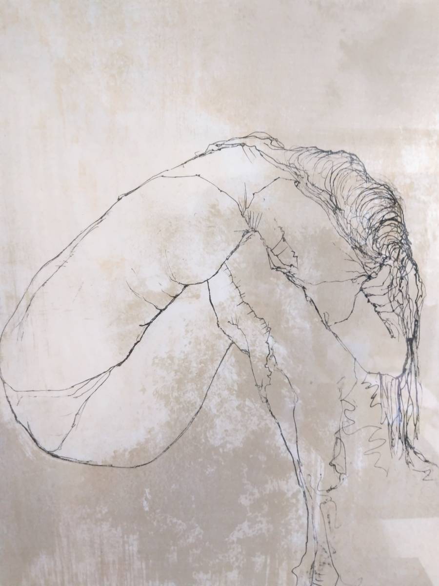 心庵】額装 河内成幸「1995翔べ北斎（VI）／木版 画寸65×98cm 直筆