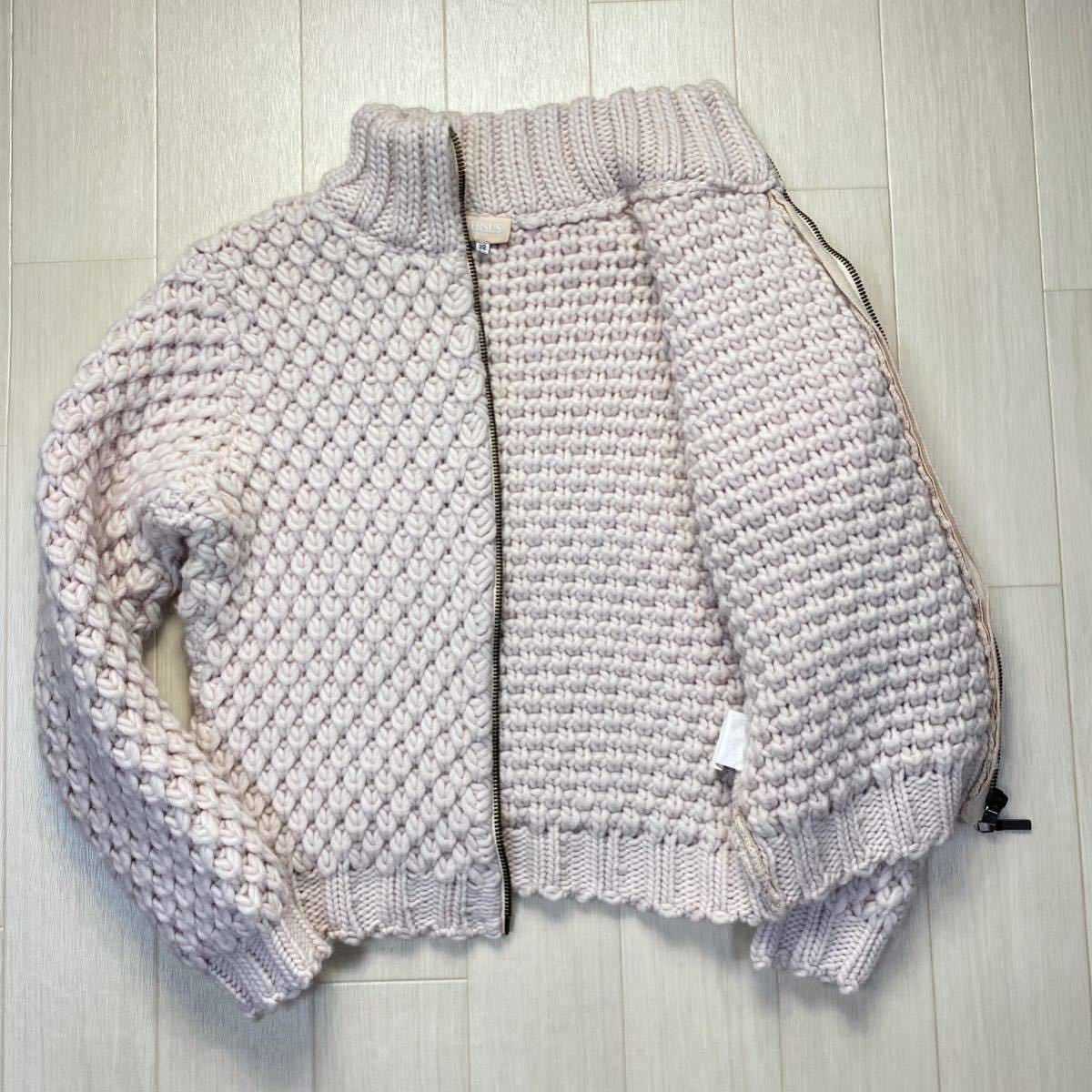 【ヴェルサーチ/VERSACE】肉厚編込みウール★ ニットジャケット ブルゾン 刻印ジップ ストレッチ 美品◎ メンズ 44 S～M 白 ホワイト 伊製