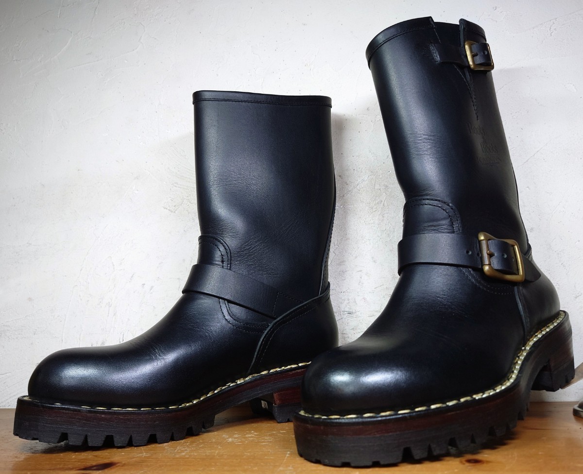 【1度使用程度/極美品】安藤製靴製 KADOYA/カドヤ Boots&Boots ノルベ製法 エンジニアブーツ 26 (26-26.5cm相応) ブラック/wesco redwing