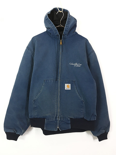 古着 90s Carhartt 裏地 メッシュ ブルー ダック アクティブ パーカー ジャケット L位 古着