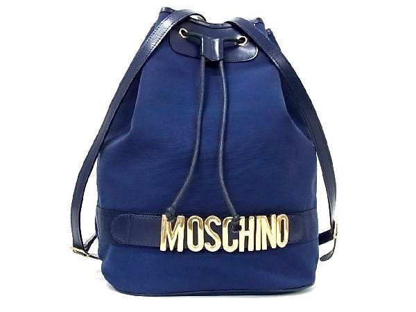 1円 MOSCHINO モスキーノ キャンバス×レザー リュックサック バック 