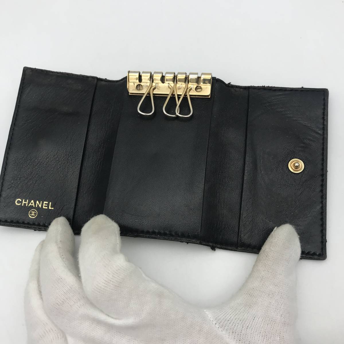 キーケース ブラック CHANEL シャネル (シャネル) キャビアスキン ココ