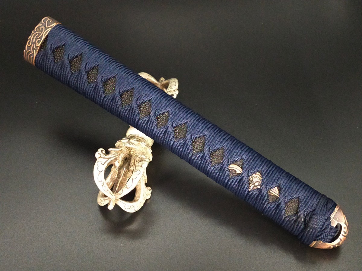 AC06 日本刀柄 大刀柄 縁頭 目貫 目釘付 居合刀用 新品 長