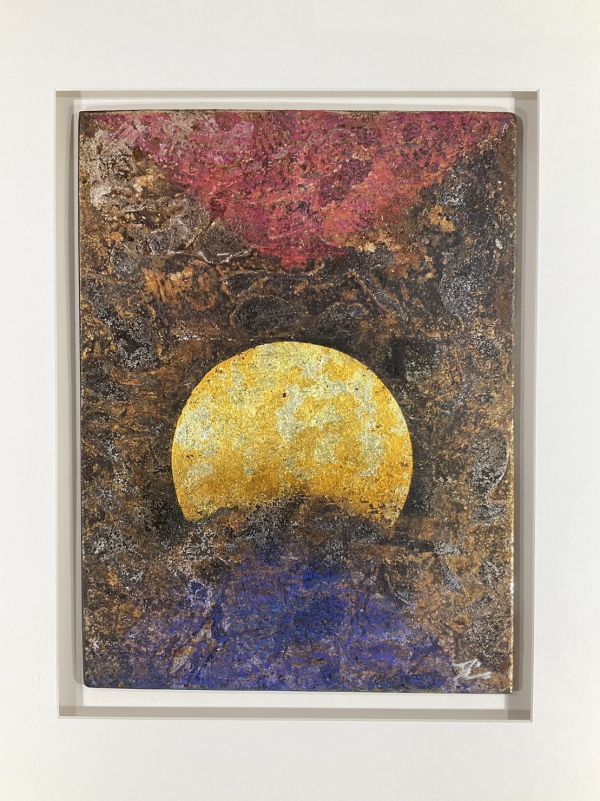 ☆山下清☆金色紙☆特大☆画題「蝶」☆模写☆額 縦58cm×幅48cm 画