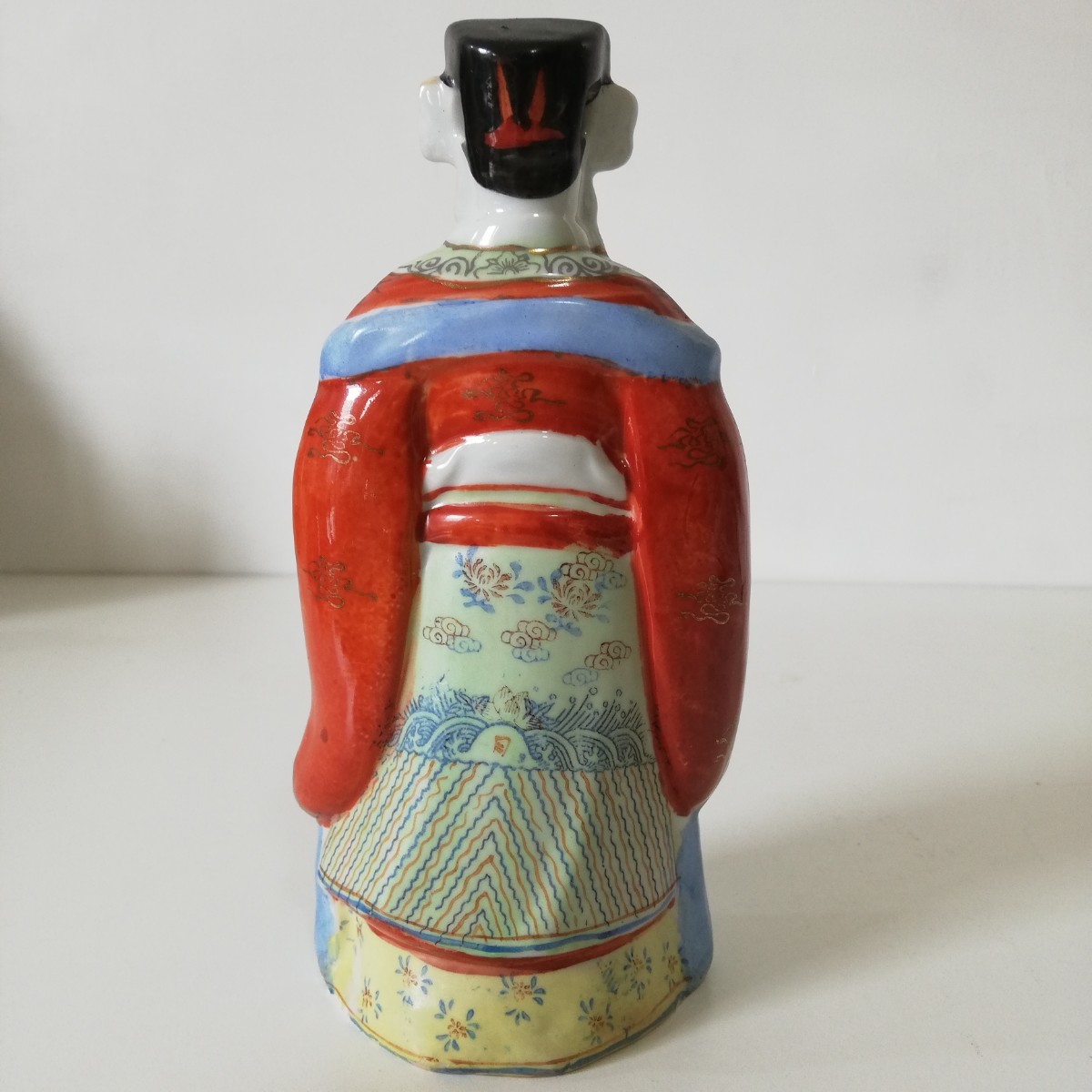中国美術 中国古玩 景徳鎮 福祿寿 色絵陶人形 高さ22cm [置物 陶器人形 