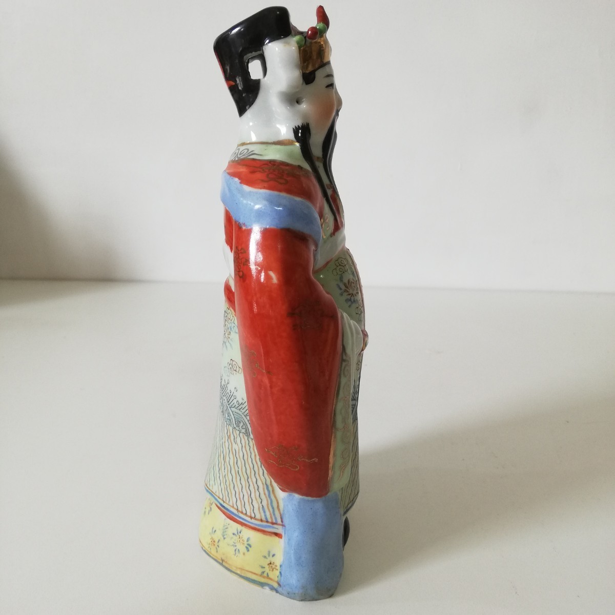 中国美術 中国古玩 景徳鎮 福祿寿 色絵陶人形 高さ22cm [置物 陶器人形 