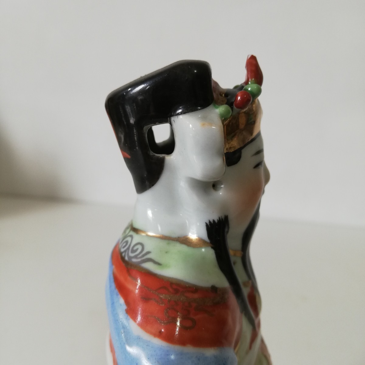 中国美術 中国古玩 景徳鎮 福祿寿 色絵陶人形 高さ22cm [置物 陶器人形 