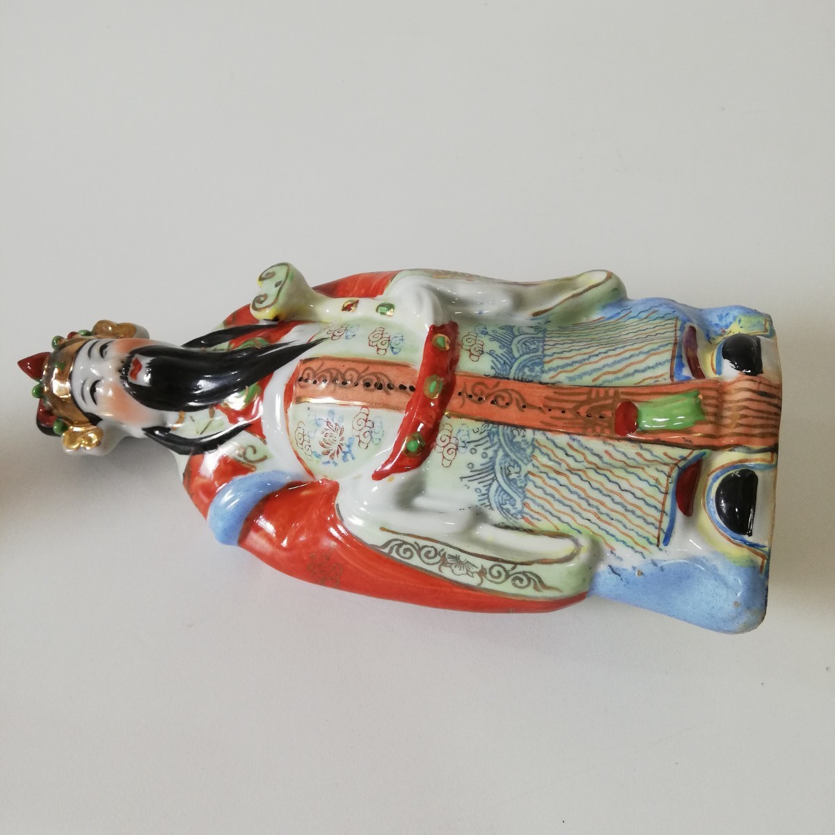 中国美術 中国古玩 景徳鎮 福祿寿 色絵陶人形 高さ22cm [置物 陶器人形 
