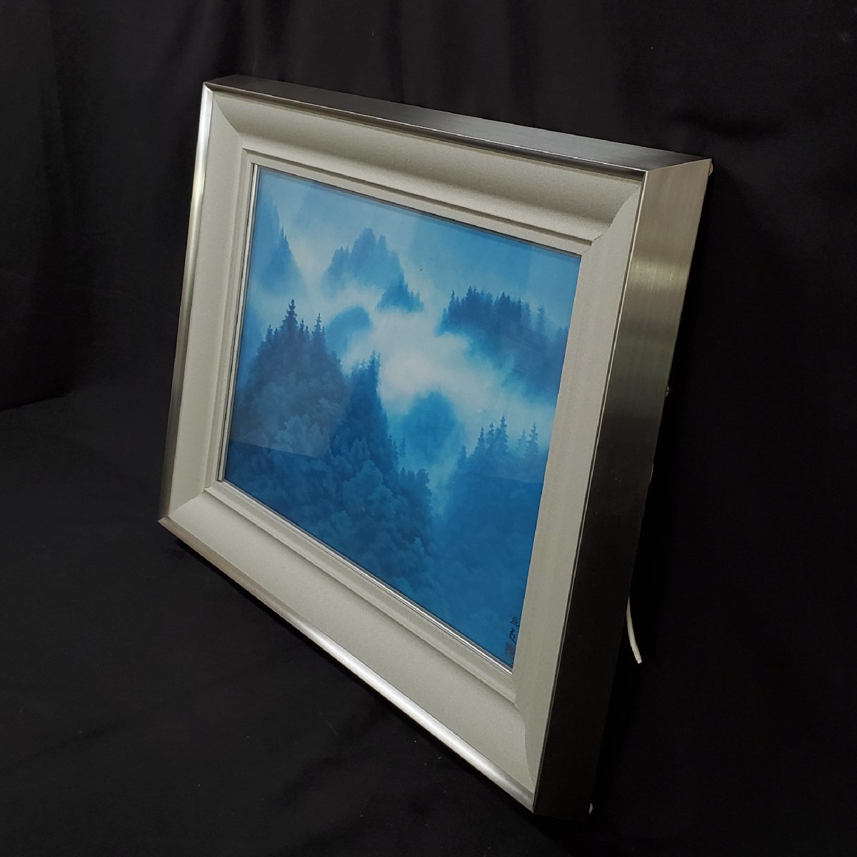 宝蔵】東山魁夷 岩絵具方式複製画 シルク併版 『朝雲』日本画 約71