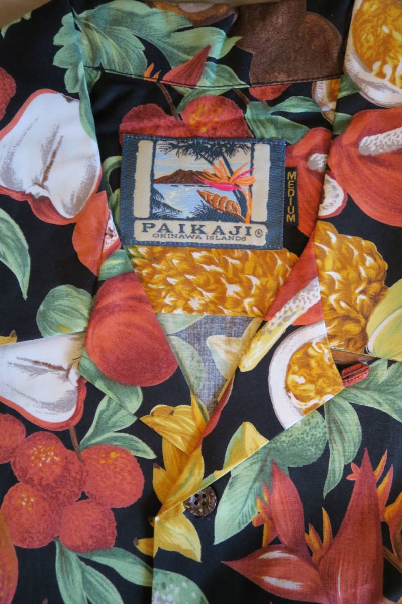 ④【新品・未使用】PAIKAJI 沖縄 琉球 メンズ かりゆしウェア 黒地 
