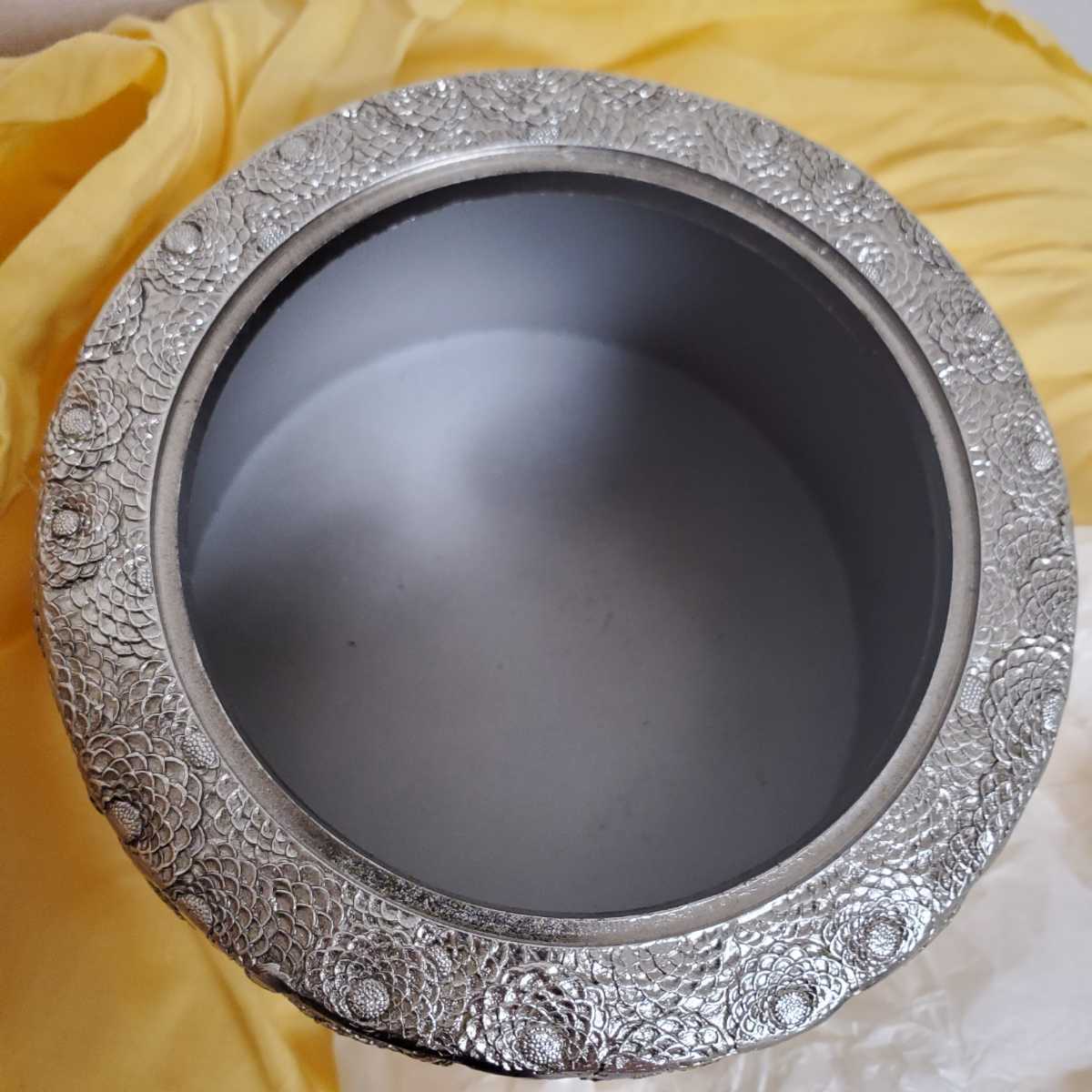 美品☆伝統工芸 佐野宏采造 銅製 菊華香炉 共箱共布◇富山県/高岡銅器